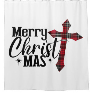 Merry Christ-mas with Plaid Cross