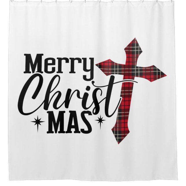 Merry Christ-mas with Plaid Cross (Front)