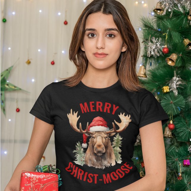 Merry Christ-moose Funny Christmas Moose T-Shirt (Creator Uploaded)