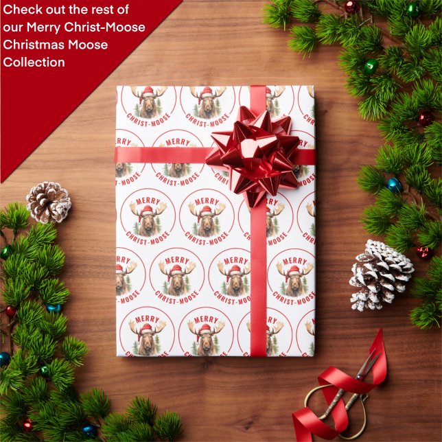 Merry Christ-moose Funny Christmas Moose Wrapping Paper (Creator Uploaded)