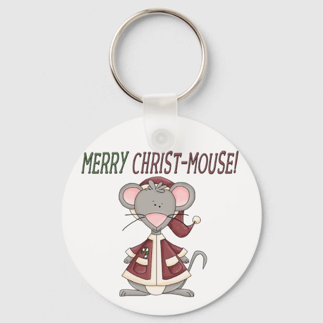 Merry Christ-Mouse T-shirts and Gifts Keychain (Front)