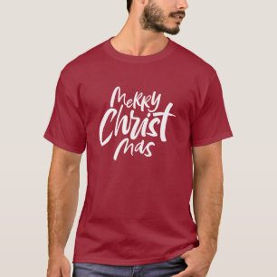 Merry Christian Christmas Lettering Calligraphy T-Shirt