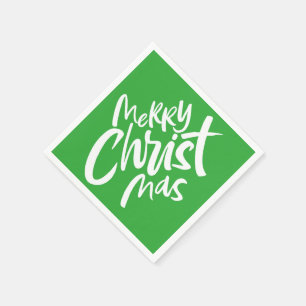 Merry Christian Christmas Lettering Religious Gree Napkin