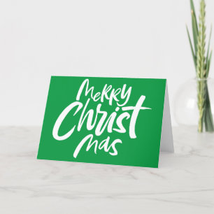 Merry Christian Christmas Lettering Religious Holiday Card