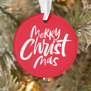 Merry Christian CHRISTmas Lettering Religious Ornament