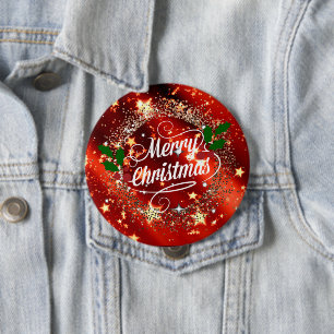 Merry Christmans, glitter and shine, 4 Inch Round Button