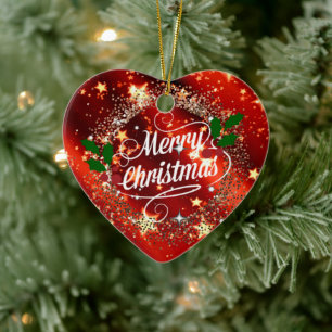 Merry Christmans, glitter and shine, Ceramic Ornament