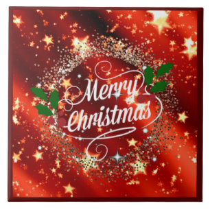   Merry Christmans, glitter and shine, Tile