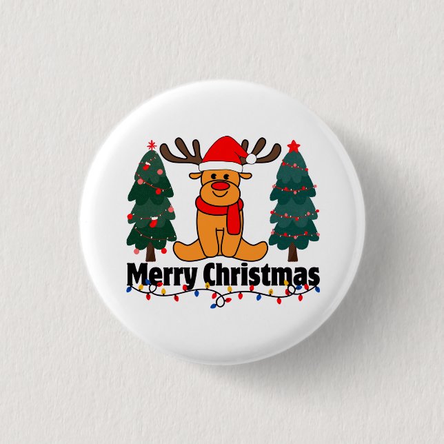 Merry Christmas 1 Inch Round Button (Front)