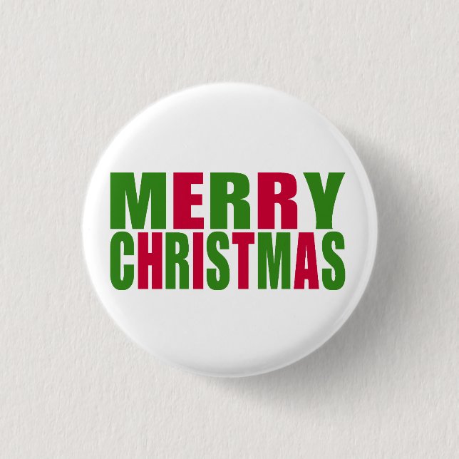 Merry Christmas 1 Inch Round Button (Front)