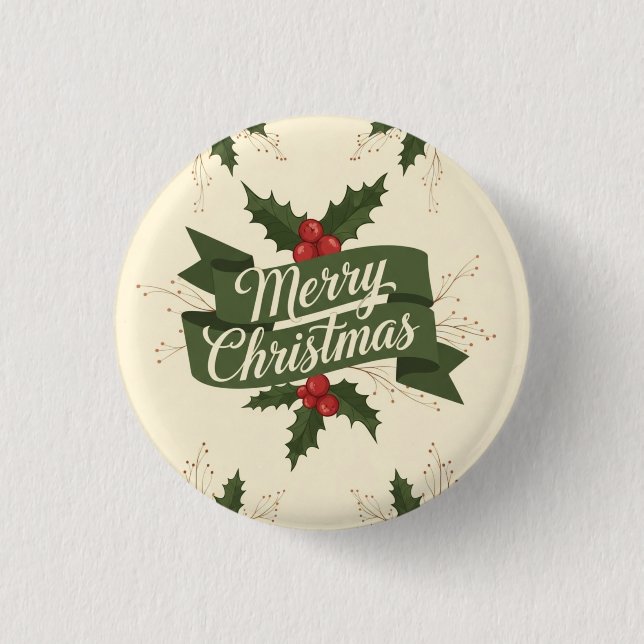 Merry Christmas 1 Inch Round Button (Front)