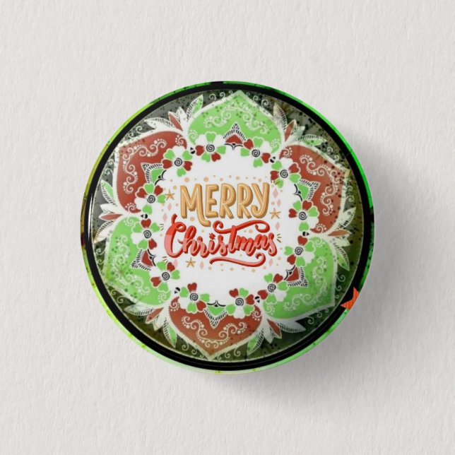 Merry Christmas 1 Inch Round Button (Front)