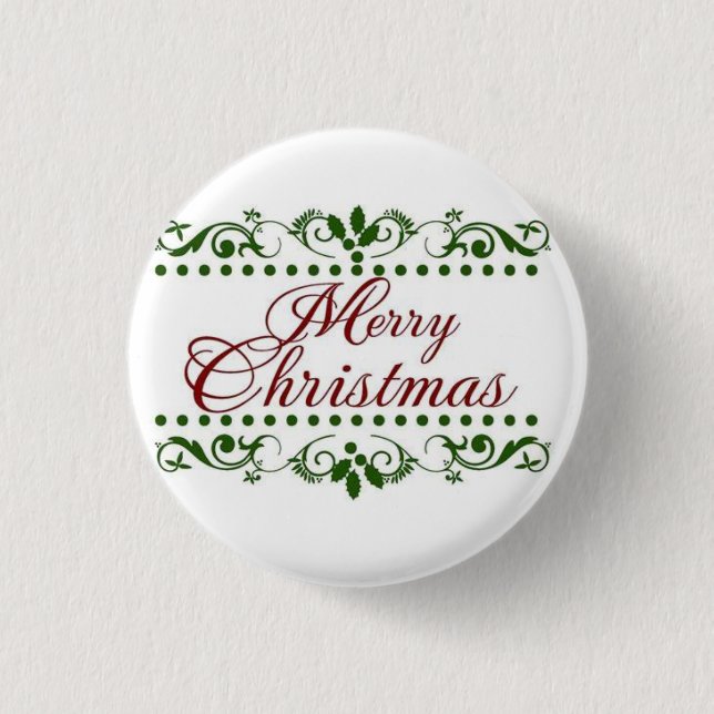 Merry Christmas 1 Inch Round Button (Front)