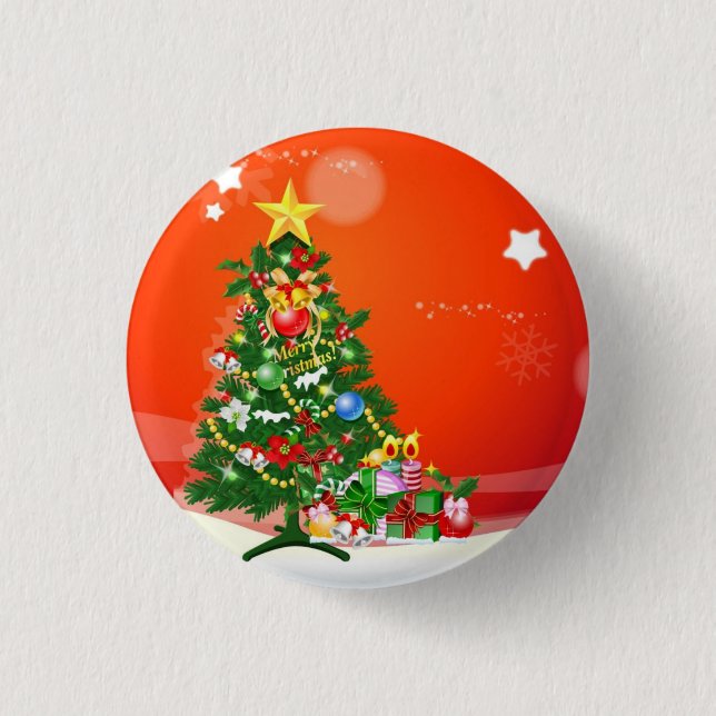 Merry Christmas 1 Inch Round Button (Front)