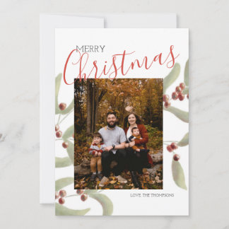 Merry Christmas 1 Photo Watercolor Christmas Card