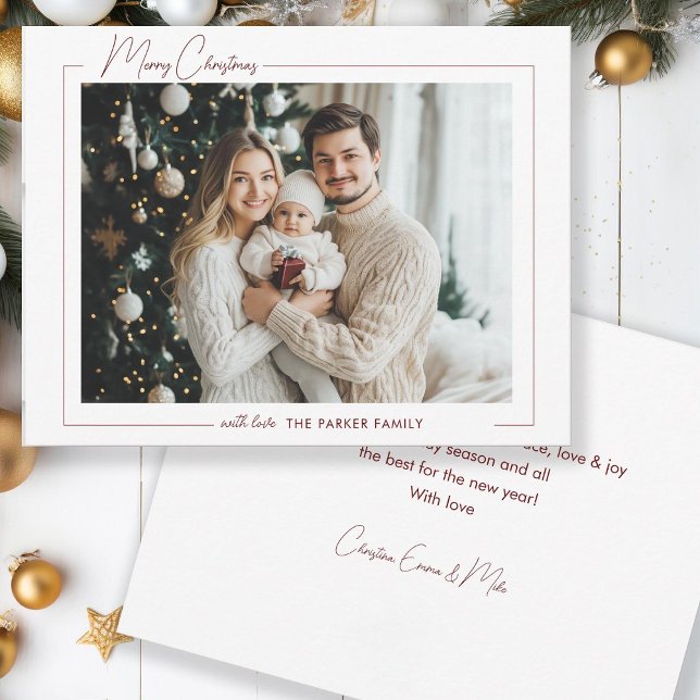 Merry Christmas! 1 Photo, White,Minimal Holiday Card (Creator Uploaded)