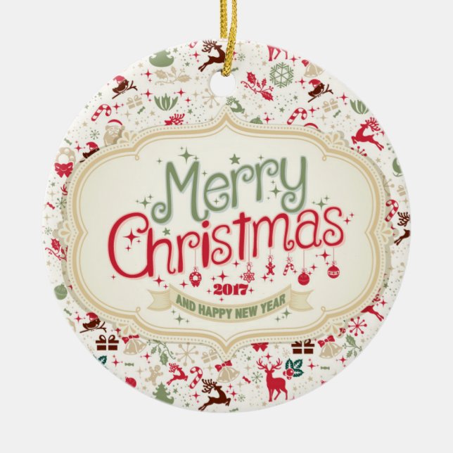 Merry Christmas 2017 Round Ornament (Front)