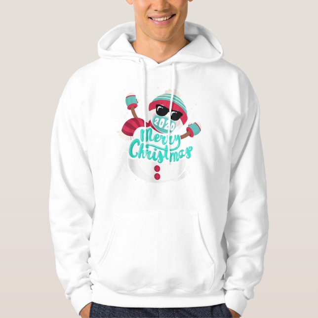Merry Christmas 2020 Snowman Face Mask P Hoodie (Front)