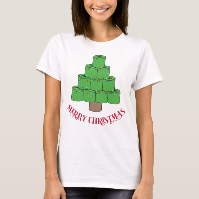 Merry Christmas 2020 Toilet Paper Tree Funny T-Shirt (Front)