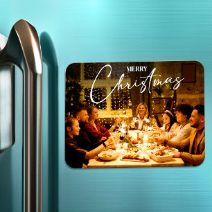 Merry Christmas 2023 Elegant Modern Photo Holiday Magnet
