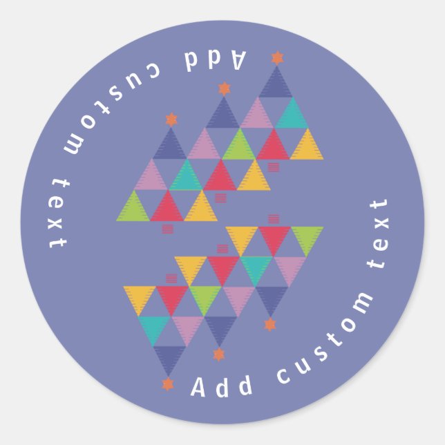 Merry christmas 2024 - colourful modern blue trees classic round sticker (Front)
