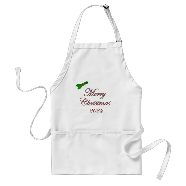 Merry Christmas 2024 Customized Glitter Apron (Front)