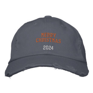 Merry Christmas 2024 Stylish Arrows Printed Black  Embroidered Hat