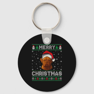 Merry Christmas 2025 Dogue De Bordeaux Santa Hat U Keychain