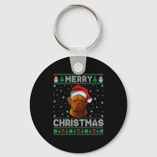 Merry Christmas 2025 Dogue De Bordeaux Santa Hat U Keychain (Front)