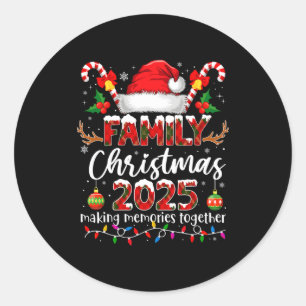 Merry Christmas 2025 Family Matching Pajamas Xmas  Classic Round Sticker