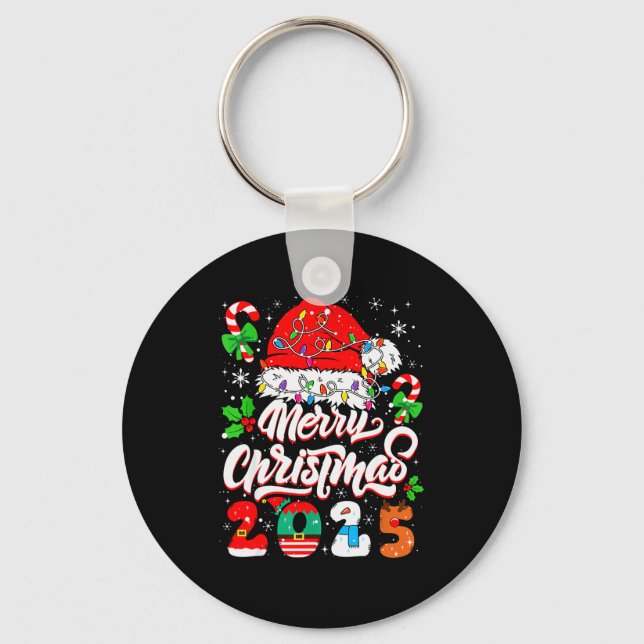 Merry Christmas 2025 Family Matching Pajamas Xmas  Keychain (Front)