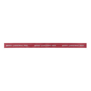 Merry Christmas 2025 Personalized Ribbon Burgundy Satin Ribbon