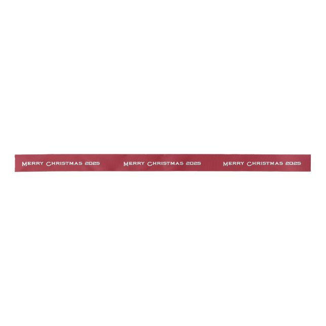 Merry Christmas 2025 Personalized Ribbon Burgundy Satin Ribbon (Front)