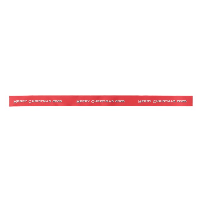 Merry Christmas 2025 Personalized Ribbon Red Satin Ribbon (Front)