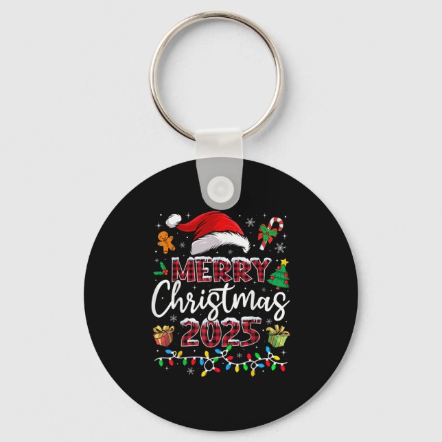 Merry Christmas 2025 Santa Elf Funny Family Matchi Keychain (Front)