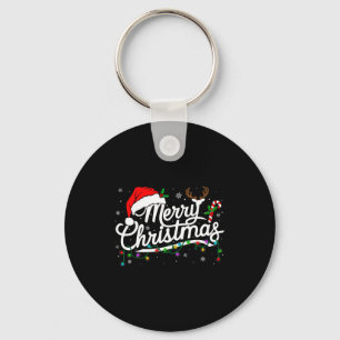 Merry Christmas 2025 Santa Hat Reindeer Xmas Match Keychain