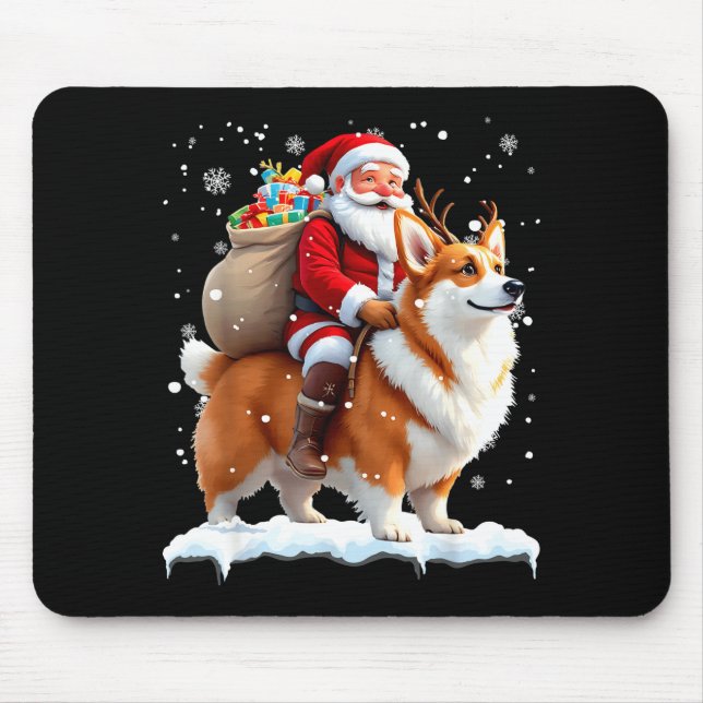 Merry Christmas 2025 Santa Riding Corgi Dog Xmas  Mouse Pad (Front)