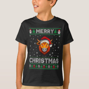 Merry Christmas 2025 Yak Santa Hat Ugly Xmas T-Shirt