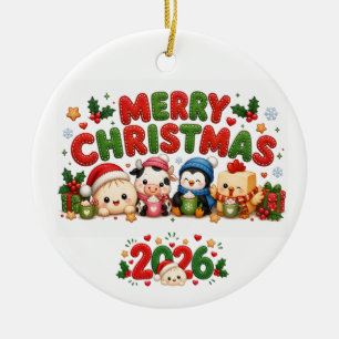 Merry Christmas 2026 Ceramic Ornament