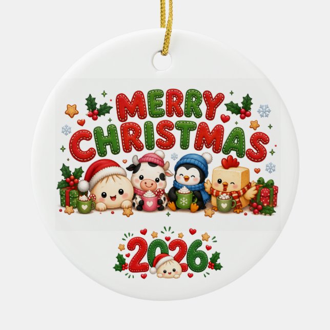 Merry Christmas 2026 Ceramic Ornament (Front)