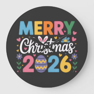 Merry Christmas 2026 Large Clock