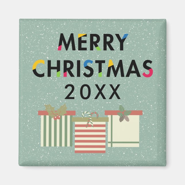 Merry Christmas 20XX Template Kitchen Magnet (Front)