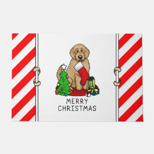 Merry Christmas 2 Goldendoodle (golden red) Cute Doormat