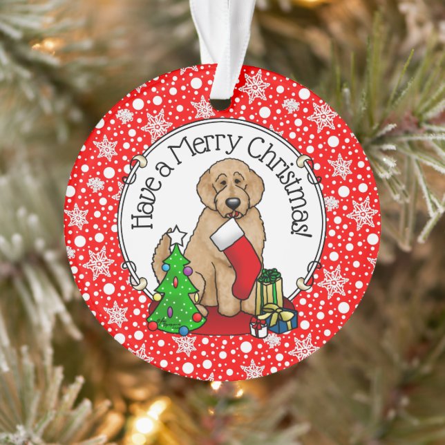 Merry Christmas 2 Goldendoodle (golden red) Cute Ornament (Tree)