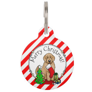 Merry Christmas 2 Goldendoodle (golden red) Cute Pet Tag