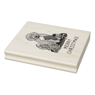 Merry Christmas 2 Goldendoodle (golden red) Cute Rubber Stamp