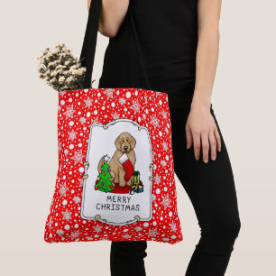 Merry Christmas 2 Goldendoodle (golden red) Cute Tote Bag