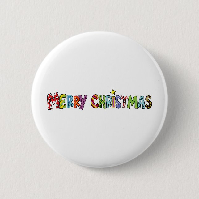 Merry Christmas 2 Inch Round Button (Front)