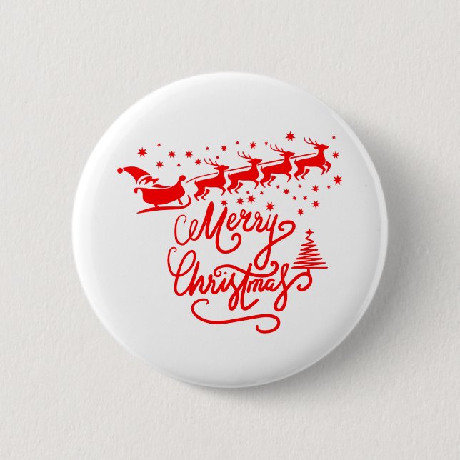 MERRY CHRISTMAS 2 INCH ROUND BUTTON (Front)