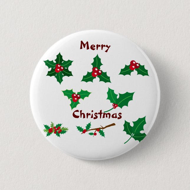 Merry Christmas 2 Inch Round Button (Front)